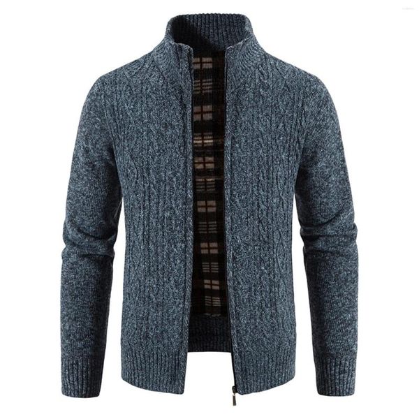 Vestes pour hommes Automne / Hiver Peluche et épaissie Col montant Veste Demi-col haut Cardigan tricoté Pull pour hommes épais chaud 2023