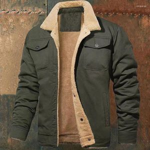 Chaquetas para hombres Otoño Invierno Ropa de trabajo de algodón de felpa 2024 Hombres Casual Bolsillo Retro Hombre Solapa Solo pecho Ropa de abrigo cálida