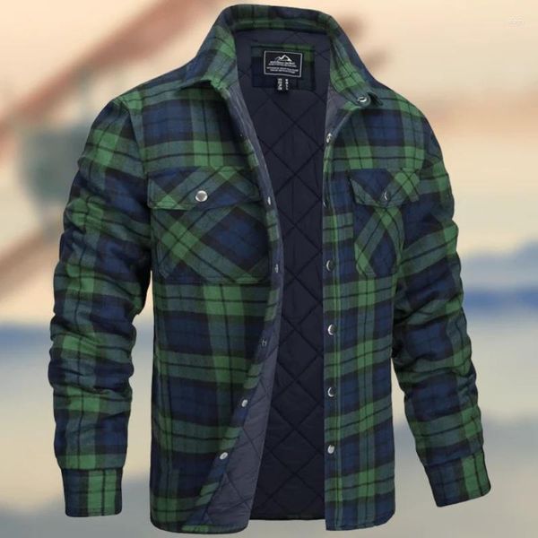 Vestes pour hommes automne hiver chemise épaisse hommes mode revers rayé veste haute qualité décontracté Cargo
