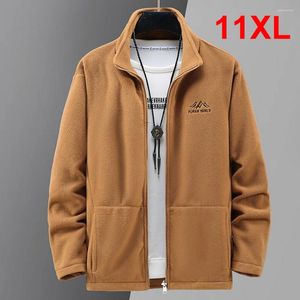 Vestes pour hommes automne hiver chaud polaire veste hommes mode décontracté couleur unie grande taille 10XL 11XL manteau mâle col montant