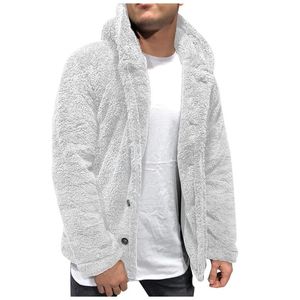 Herenjassen herfst winter warme mannen dikke hoodies pluizige pluche bont capuchon jas bovenkleding lange mouw vest sweatshirts