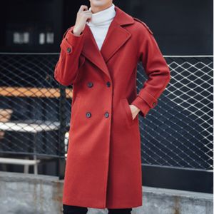 Vestes pour hommes Automnwinter Trench-Coat Trend Trend en laine Couleur solide en laine Collier Colloir Menon Tratenn-Coat Men en grand tissu en laine 221208