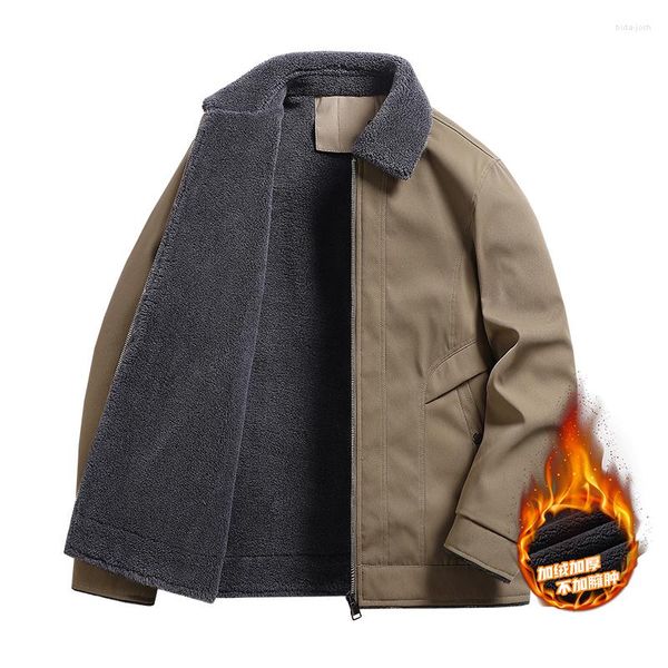 Chaquetas de hombre Auumn, chaqueta de algodón de invierno para hombre, abrigo cálido de lana gruesa con cuello de piel de Color sólido, abrigo informal para hombre, abrigos de negocios, ropa para hombre