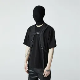 Vestes pour hommes Style d'avant-garde Techwear Vêtements Slim Back pour hommes Noir T-shirt à manches courtes Femmes