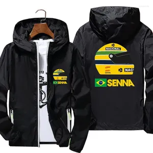 Vestes pour hommes Ayrton Senna Casque Ooded Zipper Thin Windbreaker Parkas Coat Jacket Sports Pilot Slim Fit Clothing Tops