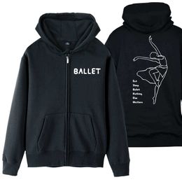 Herenjacks ballet elegante danser eten slaap ballet niets anders is belangrijk man jongen jas vol ritsvleek fleece fleece capuchon jas herfst ziiart t220926