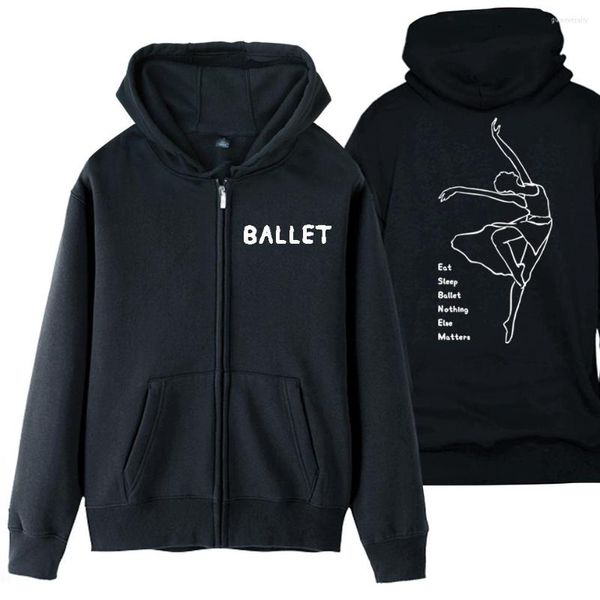 Chaquetas de hombre Ballet elegante bailarina comer dormir nada más importa hombre abrigo de niño con cremallera completa sudadera con capucha chaqueta con capucha de lana otoño ZIIART