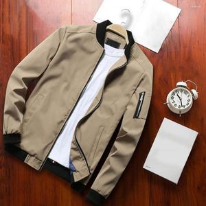 Vestes pour hommes Manteau de baseball Fermeture éclair Blouson aviateur respirant Poches aux poignets côtelés