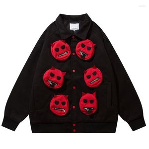 Herenjacks honkbal gotische mannen jas streetwear devil pocket oversized punk bomber 2023 winter harajuku designer modejassen modejassen