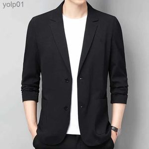 Chaquetas para hombres Blazers negros Chaqueta de traje de lino de algodón para hombres Primavera Verano Suelto Gris Abrigo largo de negocios Sle Casual Hombre de lujo BlazerL231115