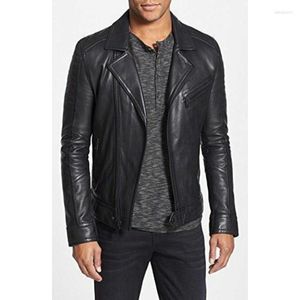 Vestes pour hommes Veste en cuir véritable noire Slim Fit Biker Tendances de la mode européenne et américaine