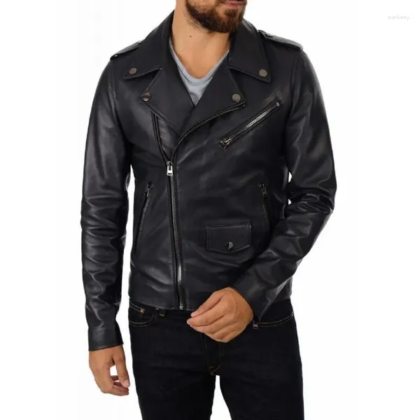 Vestes pour hommes noir véritable peau de mouton Bomber Rider veste en cuir tendance de la mode