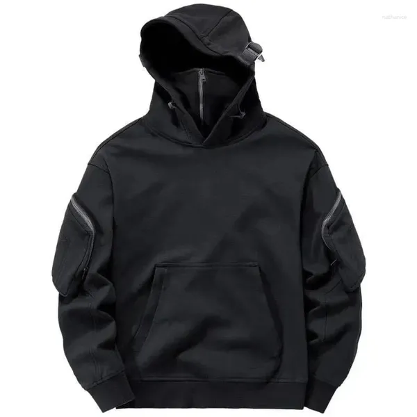 Vestes pour hommes Sweats à capuche noirs Sweat-shirts Hip Hop Fonctionnel Coupe-vent Masque Pulls Cargo Techwear Tops