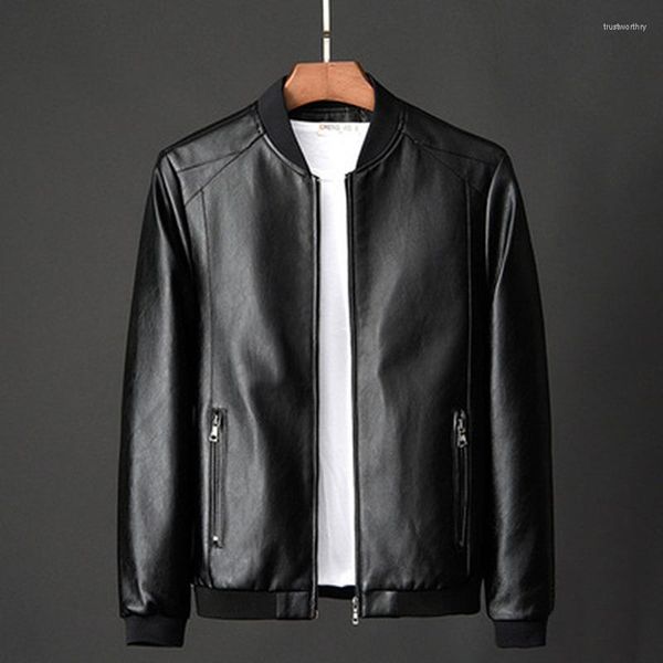 Chaquetas de hombre, chaqueta de cuero negro, bombardero, motocicleta, motorista, PU, béisbol de talla grande 8XL 2023, moda informal, chaqueta Masculina