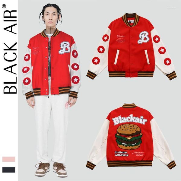 Chaquetas de hombre BLACKAIR bordado de hamburguesa para hombre abrigo de invierno abrigos de béisbol Hip Hop Skateboard chaqueta rompevientos ropa Punk