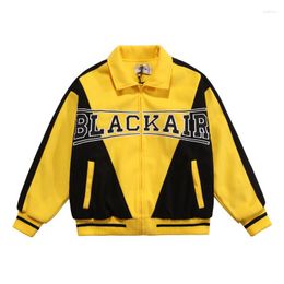 Giacche da uomo BLACKAIR Lettera Ricamo Color Block Patchwork Cappotto spesso Retro Street Punk Style Giacca invernale Parka Harajuku Capispalla