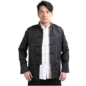 Vestes homme bleu or chinois homme manteau réversible soie Satin veste homme Tang costume deux faces pardessus taille M L XL XXL XXXL