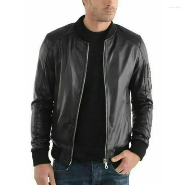 Vestes pour hommes Bomber Veste en cuir véritable Lambskin Flight Tendances de la mode militaire