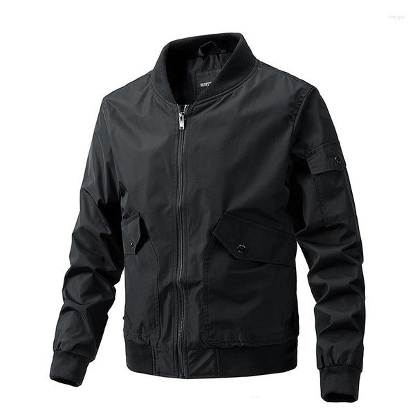 Hommes Vestes Bomber Veste Hommes À Manches Longues Fermeture Éclair Militaire Tactique Printemps Automne Trench Manteau Moto Stand Mince Manteaux