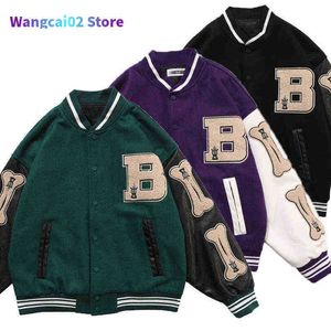 Vestes masculines Bomber Jacket Men Patchwork Color Bloc Harajuku Hip Hop Baseball Coats Streetwear Vintage College Style Fashion Vestes Unisexe 022023H