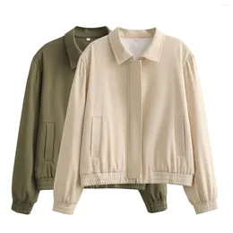 Chaquetas para hombres Bomber Jacket Mujeres Elegante Abrigo corto Primavera Otoño Ropa casual Señoras Manga larga Abrigos cortavientos en ropa exterior