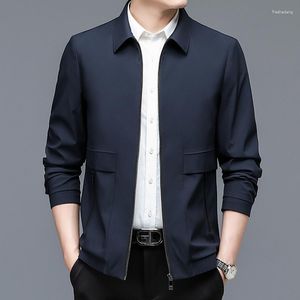 Vestes pour hommes Marque Business Jacket Casual Turn-down Collar Lar Zipper Simple Youth Clothes Office Men