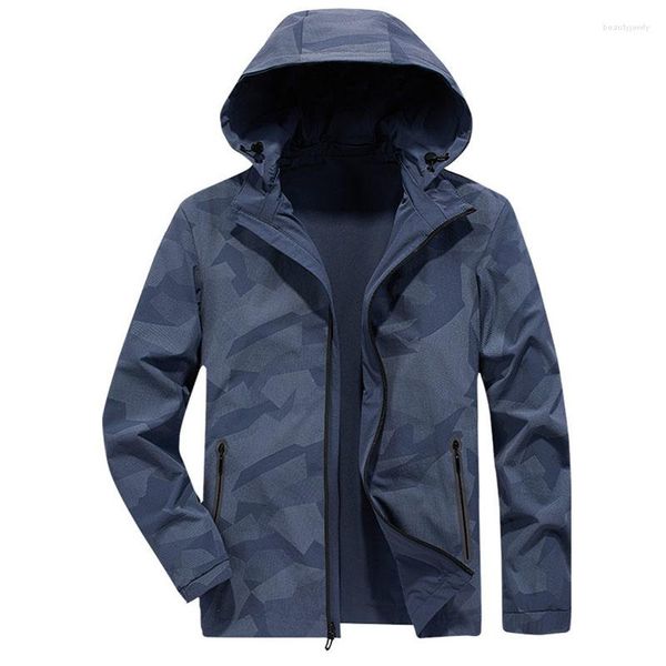 Chaquetas para hombres Marca Chaqueta de doble cara Hombres Primavera Otoño Abrigos de camuflaje con capucha Casual Rompevientos Cremallera Deporte Outwear