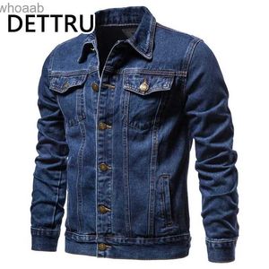 Herenjassen Merk Lente Nieuwe Katoenen Denim Jas Mannen Casual Solid Single Breasted Jeans Jas Mannen Mode Slim Fit Kwaliteit Man jassen YQ231207