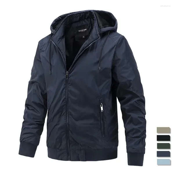 Vestes pour hommes Marque Chaud Épissé Parka Hommes Casual Veste À Glissière Et Coupe-Vent À Capuche Manteaux Coupe-Vent Mode Col Montant Sport Porter