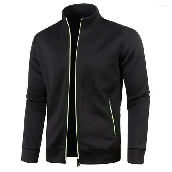 Chaquetas para hombres Chaqueta de béisbol transpirable Abrigo de invierno con cuello alto con protección para el cuello Cierre con cremallera Grueso Elástico Casual para otoño