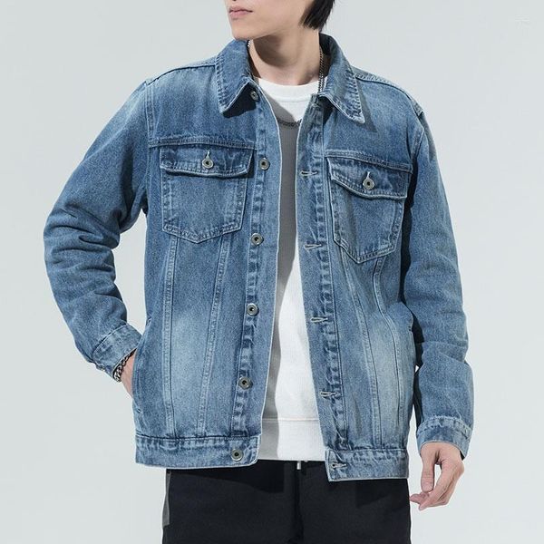 Chaquetas para hombres Estilo británico Moda Hombres Chaqueta Primavera Otoño Ly Diseñador Loose Fit Casual Denim Abrigos Coreano Ocio Chaqueta