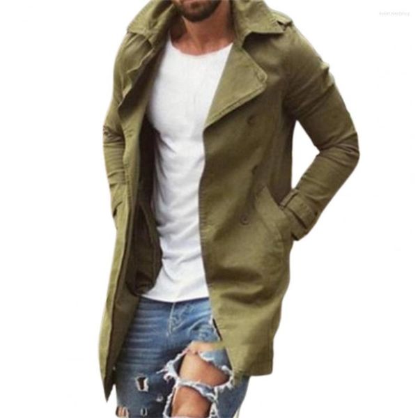 Vestes pour hommes Style britannique hommes Trench manteau poches coupe-vent Cardigan mince mâle couleur unie longue veste 2023 printemps automne