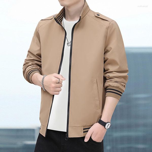 Chaquetas para hombres BROWON Marca Abrigos casuales Hombres Moda coreana Negocio Stand Collar Chaqueta para hombre 2023 Otoño Color Sólido Outwear Ropa