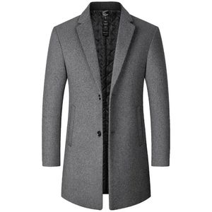 Vestes pour hommes Brown Marque Trench Coat Hommes Automne et hiver Couleur unie Longue laine pour affaires Casual Coupe-vent Vêtements 231208
