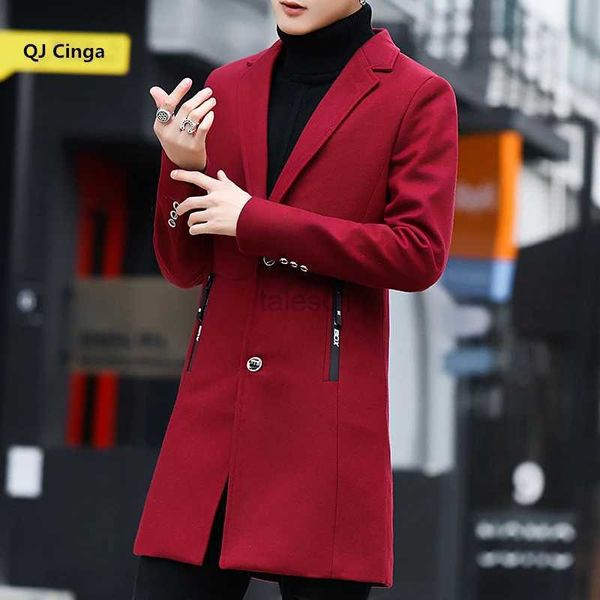 Мужские куртки Бордовый твидовый ветровка, мужские зимние толстые длинные пальто, черный, серый, мужской модный тонкий плащ, пальтоzln231108