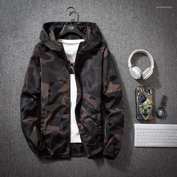 Chaquetas para hombres Camuflaje Hombres ligeros con capucha Slim Fit Manga larga Cremallera Abrigo Ejército Táctico Ropa militar 2023