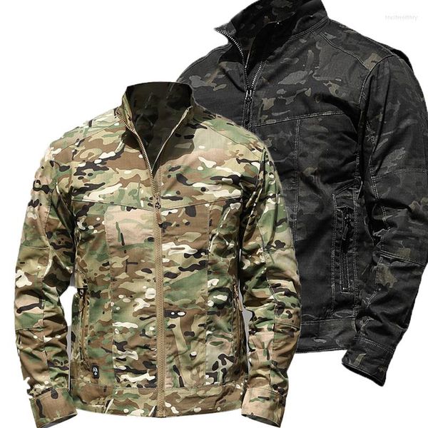 Chaquetas de camuflaje para hombre, chaqueta militar de bombardero ajustada, ropa de caza, cuello levantado, abrigos tácticos de combate para hombre