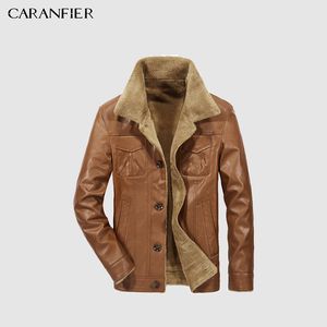 Herenjacks Caranfier Mens Leather Jackets Men Jacket Pu Business Casual plus dik warme winterfaux faux Biker Coats Winddicht 3xl 230816