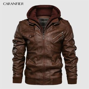 Herenjassen CARANFIER Heren PU-jassen met capuchon Jassen Motorbiker Kunstleer Jas Heren Klassieke winterjassen Kleding Europese maat 220923