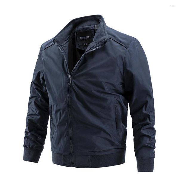 Chaquetas para hombre Chaqueta tipo cargo Trabajo informal Color sólido Cuello alto Manga larga Bolsillo con cremallera Tops para acampar Ropa Abrigo Hombre