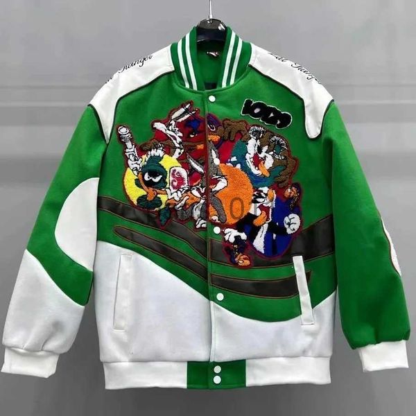 Vestes pour hommes Dessin animé broderie Bomber veste hommes de haute qualité américain Vintage moto Punk Baseball veste à manches longues x1016