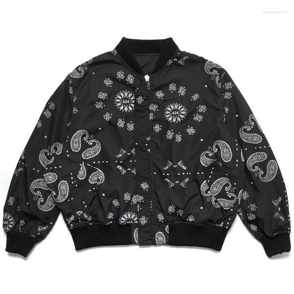 Vestes pour hommes Cashew Flowe Veste pilote double face Lâche Oversize Bomber Manteau Rendy Vintage