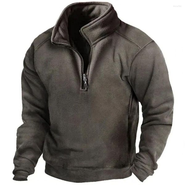 Chaquetas para hombres casuales sudaderas de invierno de otoño de otoño de vellón halad cadena cuello de manga larga sólida sólida sudadera con capucha gruesa para hombres para hombres