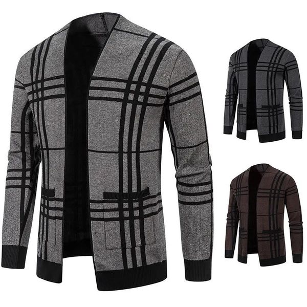 Chaquetas para hombres Cárdigan casual Básico Rayado Estampado Juventud Negocio Formal Slim Fit Suéter Desgaste Manga larga Cuello en V 231011