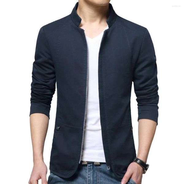 Vestes pour hommes veste à manteau slim décontracté pour hommes couleurs solides à col à col à collier zipant coulées up up tops vêtements homme