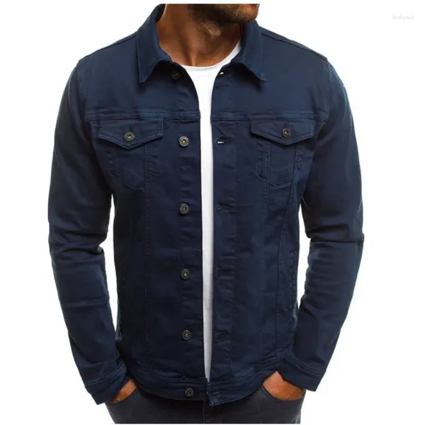 Chaquetas de hombre Casual Denim Sólido Slim Fit Stretch Chaqueta Cárdigan de Algodón Botón Jeans Abrigos Ropa Vintage Tamaño M-3XL