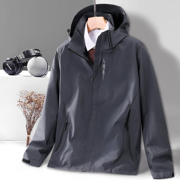 Chaquetas para hombre Chaqueta cortavientos informal impermeable para hombre Primavera otoño Abrigo con capucha transpirable Acampar al aire libre Senderismo Turismo Ropa de montaña