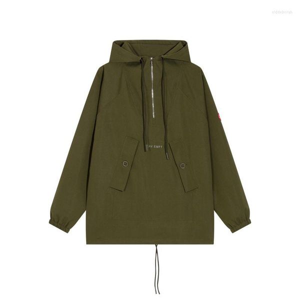 Vestes pour hommes CAVEMPT C.E Style japonais mode vent fonctionnel Double poche Pizex demi fermeture éclair manteaux à capuche pour hommes et femmes