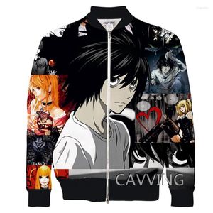 Herenjacks Cavving 3D Gedrukte Death-Note Zipper Bomber Men Overcoat Mens Coat Zip Up voor vrouwen/mannen