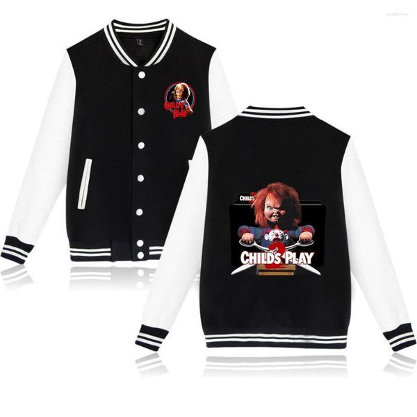 Vestes pour hommes Jeu d'enfant Chucky Varsity Baseball Bomber Veste Hommes Femmes Hip Hop Harajuku Streetwear Garçons Filles Lâche College Manteaux